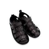 Moda Anna %100 Hakiki Deri Burnu Kapalı Erkek Sandalet Siyah