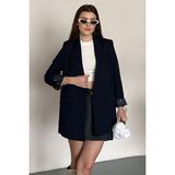 Moda Armanc Kadın Blazer Ceket Oversize Uzun | Lepoar Astarlı Klasik Şık Ofis & Günlük - XL - Lacivert
