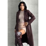 moda armanc Kadın Deri Trençkot - Uzun Kuşaklı Şık Mevsimlik