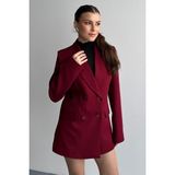 Moda Armanc Kadın Düğme Detaylı Oversize Blazer Ceket - XL - Bordo