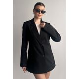 Moda Armanc Kadın Düğme Detaylı Oversize Blazer Ceket - XL - Siyah