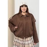 Moda Armanc Kadın Oversize Süet Bomber Ceket - Kahverengi