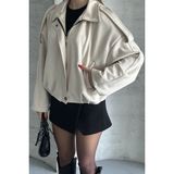 Moda Armanc Kadın Oversize Süet Bomber Ceket - L - Taş