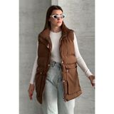 moda armanc Kadın Şişme Yelek - Cepli Fermuarlı Günlük Şişme Yelek