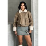 moda armanc Kadın Suni Deri İçi Kürklü Oversize Bomber Ceket – Kışlık Peluş Detaylı Deri Mont