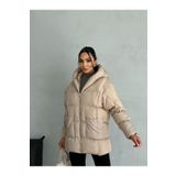 moda armanc Puffer Yarasa Şişme Bej Oversize Mont