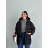 Moda Armanc Puffer Yarasa Şişme Oversize Kadın Mont - XL - 01-Siyah