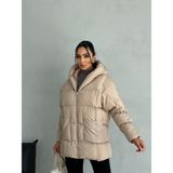 Moda Armanc Puffer Yarasa Şişme Oversize Kadın Mont - XL - Bej