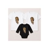 MODA Aslan Mom Dad Baby Baskılı Anne Baba Bebek Aile Tişört Zıbın Kombin