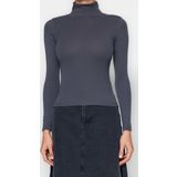 Moda Balıkçı Yaka Örme Slim Düz Desen Casual Günlük Regular Uzun Kol Bluz