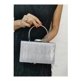MODA BEEGİ CONCEPT KADIN ABİYE LAZER GÜMÜŞ ZİNCİRLİ DÜĞÜN GECE PARTİ ÇANTASI
