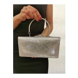 MODA BEEGİ KADIN YILAN DERİ GÖRÜNTÜLÜ GÜMÜŞ ABİYE CLUTCH GECE ZİNCİRLİ DÜĞÜN ÇANTASI