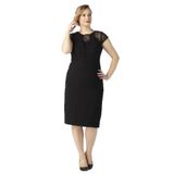 Moda Berray 1279 Kare Baklava Desenli Kısa Büyük Beden Abiye Elbise Siyah SİYAH-48