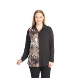 Moda Berray 2320 LEOPAR DESENLİ ŞİFON GÖMLEK Siyah-44