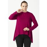 Moda Berray 2350 Violet Desenli Asimetrik Kesim Uzun Kollu Büyük Beden Kadın Bluz