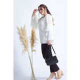 Moda Berray 28009 Ekru Kolları Fırfırlı Büyük Beden Kadın Bluz