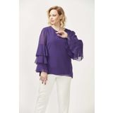 Moda Berray 28009 Mor Kolları Fırfırlı Büyük Beden Kadın Bluz