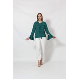 Moda Berray 3241-5Y Yeşil İspanyol Kol Boyun Bağlama Detaylı Bluz YEŞİL-48