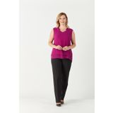 Moda Berray 3241 Violet Yaka Fırfırlı Kolsuz Büyük Beden Şık Kadın Bluz