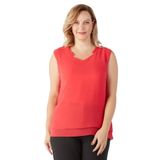 Moda Berray 3241 Yaka Fırfırlı Kolsuz Büyük Beden Şık Bluz Nar Çiçeği NAR ÇİÇEĞİ-46