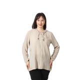 Moda Berray B-0358 KOLU APOLETLİ GÜMÜŞ SİMLİ İŞLEMELİ DESENLİ KETEN KADIN BÜYÜK BEDEN TAŞ RENGİ GÖMLEK taş rengi-46
