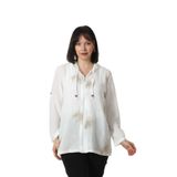 Moda Berray B-058 KOLU APOLETLİ GOLD SİMLİ İŞLEMELİ DESENLİ KETEN KADIN BÜYÜK BEDEN BEYAZ GÖMLEK beyaz-gold-44