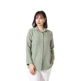 Moda Berray MYB-077 HAKİ YEŞİLİ PAMUK KETEN KOLU APOLETLİ İKİ CEPLİ KADIN BÜYÜK BEDEN GÖMLEK MİNT YEŞİLİ-42