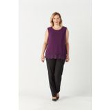 Moda Berray Yaka Fırfırlı Kolsuz Büyük Beden Şık Bluz Mürdüm 3241