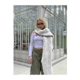 Moda Biçer Peluş Örgü Atkı Şal Pufy