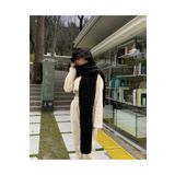 Moda Biçer Peluş Örgü Atkı Şal Siyah