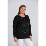 MODA Biye Detaylı Taşlı Esnek Büyük Beden Kadın Tunik Bluz