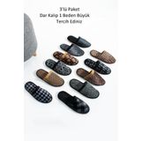 MODA BULVARI 3 Lü Erkek Ev Terliği Misafir Terliği Çeyiz Terliği Damat Bohça Terliği Peluş Halı Ucuz Terliği