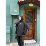 Moda Çağdaş Oversize Yarasa Kol Triko Kazak - 0 - Siyah - Standart