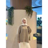 Moda Çağdaş Premium Kalite Kadın Oversize Triko Kazak - Bej - Standart