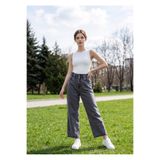 moda camiya Bel Lastikli Yüksek Bel Wide Leg Kalıp Paça Püsküllü Füme Kadın Jean Pantolon