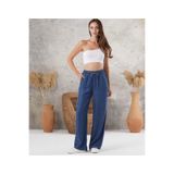 moda camiya Beli Lastikli Tansel Kumaş Kadın Rahat Yüksek Bel Geniş Paça Palazzo Hafif Akıcı Kot Pantolon