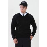 Moda Canel Erkek Siyah V Yaka Güvenlik Kazak - XL