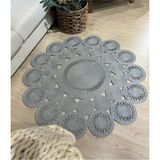 Moda Cardin Jüt Çift Taraflı Yuvarlak Halı - Gri - 70 x 70 cm