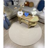 Moda Cardin Jüt Çift Taraflı Yuvarlak Halı - Krem - 90 x 90 cm