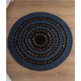 Moda Cardin Jüt Çift Taraflı Yuvarlak Halı - Lacivert - 70 x 70 cm