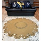 Moda Cardin Jüt Çift Taraflı Yuvarlak Halı - Sarı - 120 x 120 cm