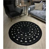 Moda Cardin Jüt Çift Taraflı Yuvarlak Halı - Siyah - 70 x 70 cm
