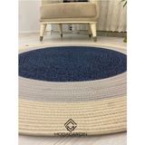 Moda Cardin Jüt Daire Halı - Mavi - Gri - Krem - 120 x 120 cm