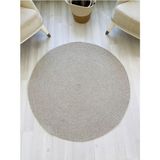 Moda Cardin Jüt Hasır Görünümlü Desenli Modern El Örgüsü Daire Halı Kilim - Taş - 80 x 80 cm