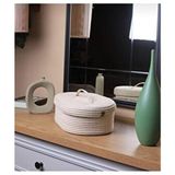 Moda Cardin Jüt Hasır Sepet Oval Kapaklı Organizer 30x20 Bej Renkli Ev Düzeni için Fonksiyonel Çözüm - 30 x 22