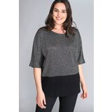 Moda Cazibe Kadın Gümüş Yarım Kol Simli Altı Siyah Bluz M9320