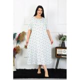 Moda Çizgi 1372 Büyük Beden Kısa Kol Beyaz Anne Kadın Gecelik