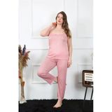 Moda Çizgi 202195 Pudra Büyük Beden İp Askılı Kadın Pijama Takımı