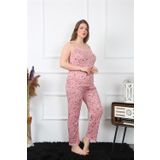 Moda Çizgi 202198 Somon Büyük Beden İp Askılı Kadın Pijama Takımı