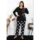 Moda Çizgi 202215 Büyük Beden Penye Uzun Kol Kadın Pijama Takımı